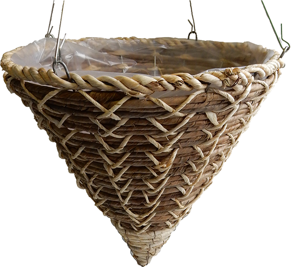 14 x 17 Inch Rattan Braided Cone 4 Strand Hanger – 15 per case - Hanging Baskets